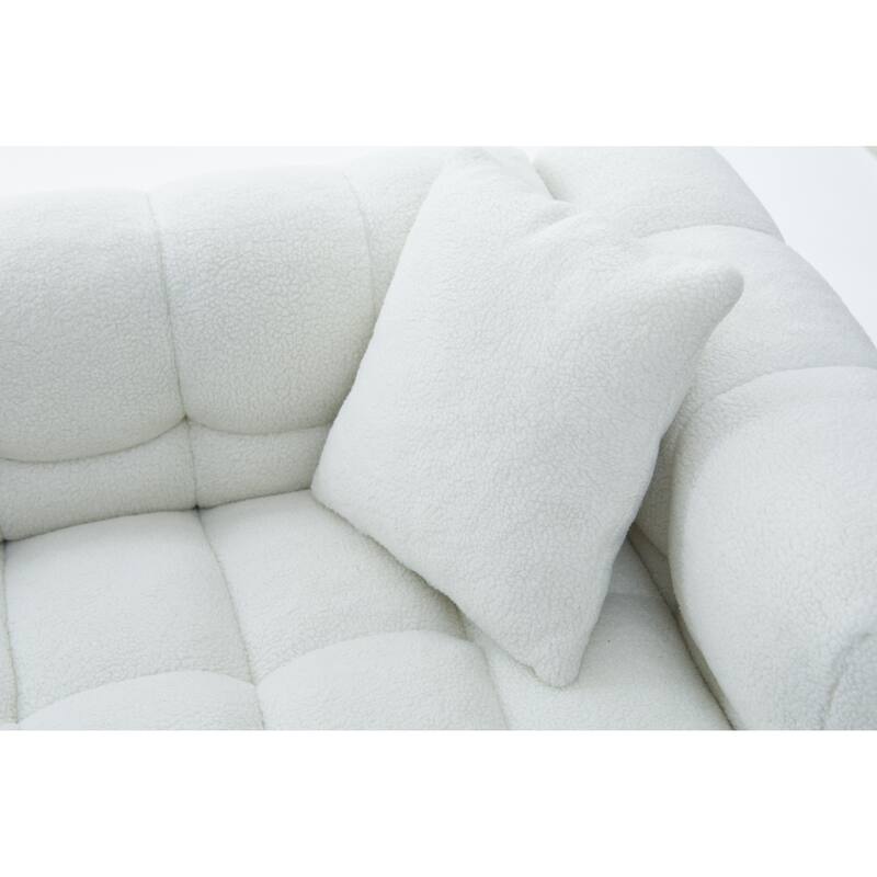 81" Grain Fleece Fabric Sofa with 2 Pillows
