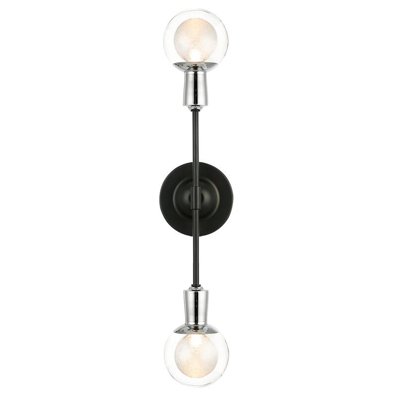 Light Society Cellini 2-Light Wall Sconce - Black/Clear