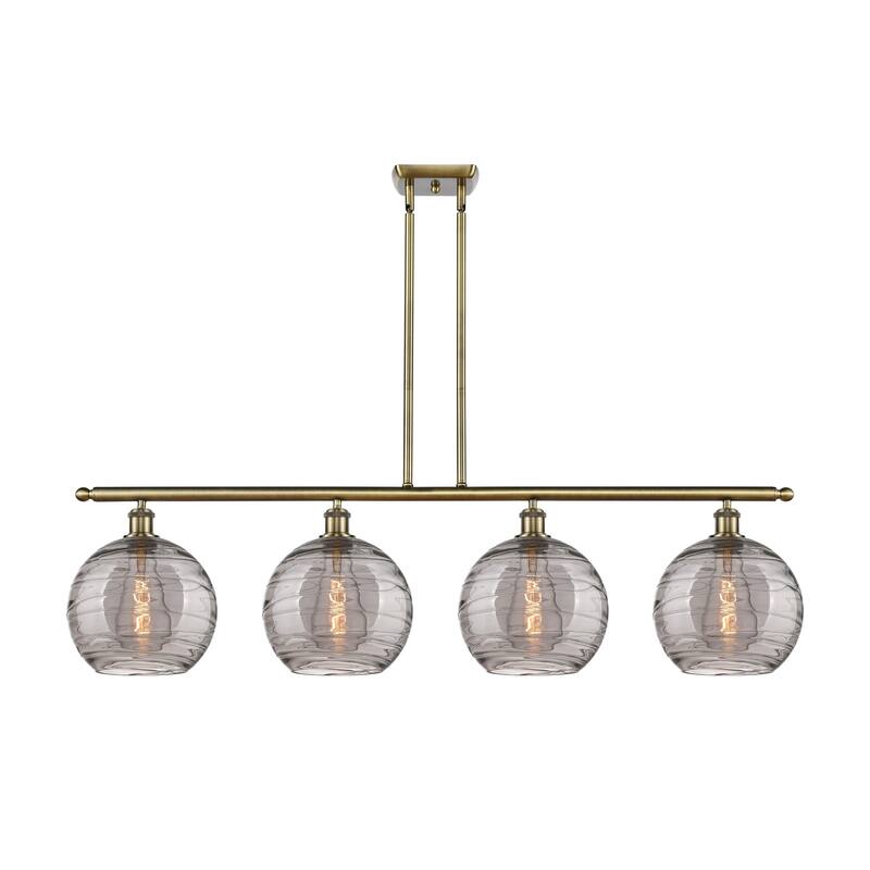 Innovations Lighting 516-4I 12 48 Athens Deco Swirl Chandelier Athens - Antique Brass / Light Smoke Deco Swirl