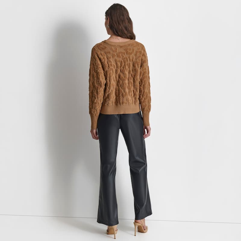 DKNY Chenille Cheetah Sweater - S - Truffle