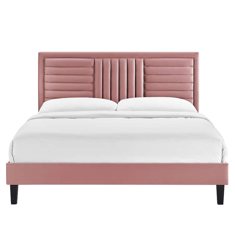 Sofia Channel Tufted Performance Velvet Queen Platform Bed