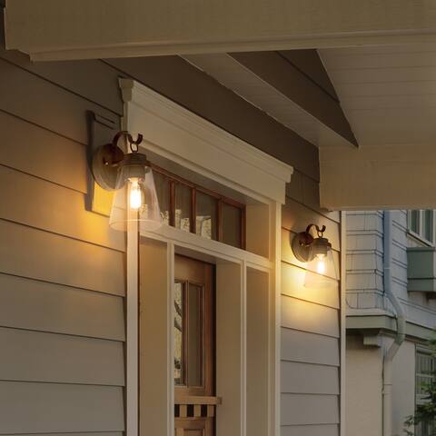 Baley Clear Cone Glass Outdoor Wall Sconce Patio Lantern Lamps
