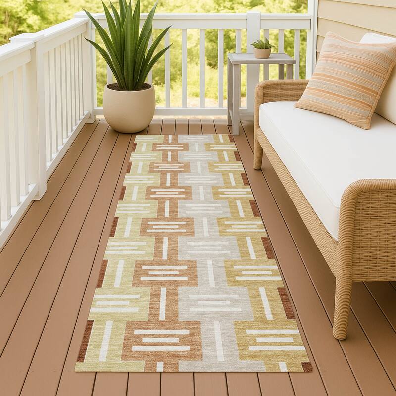 Machine Washable Indoor/ Outdoor Modern Wamego Chantille Rug - Paprika - 2'3" x 7'6"