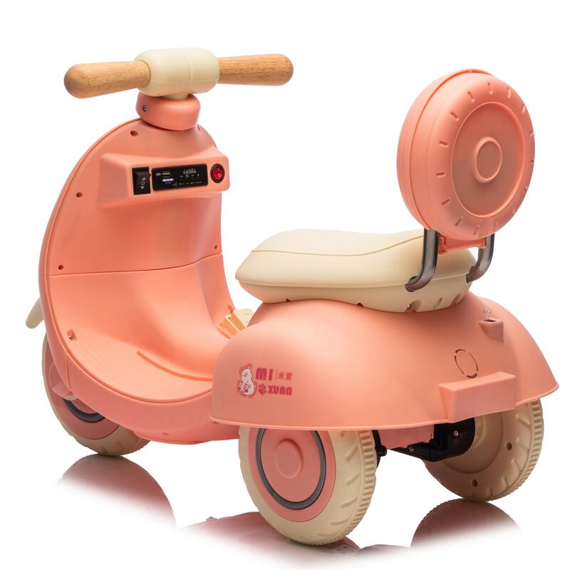 3-Wheel Scooter Ride-On Scooter with Parent Remote Control, Pink Battery Powered Electric Car with Bluetooth Music