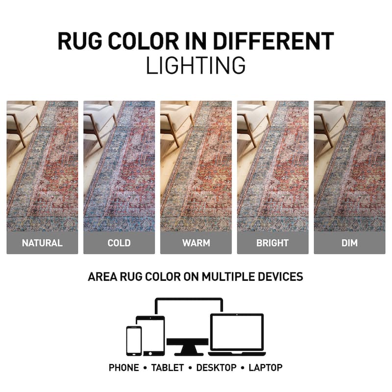 World Rug Gallery Vintage Inspired Distressed Machine Washable Area Rug