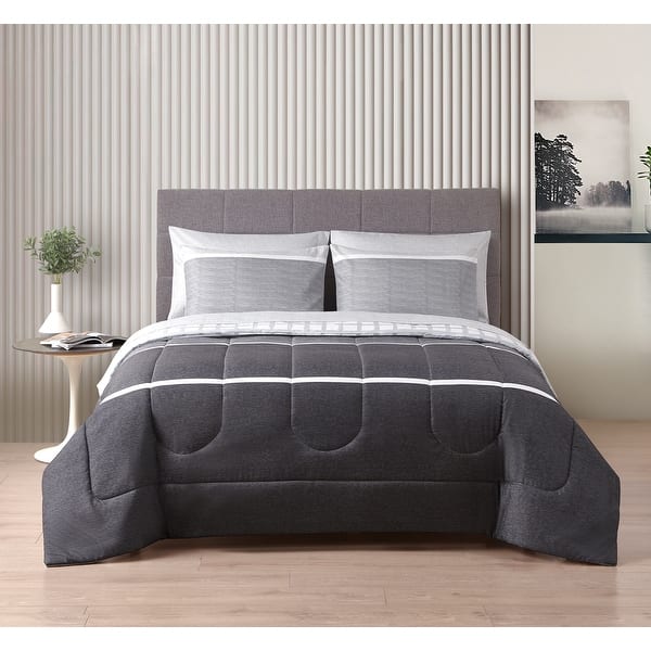 slide 2 of 10, Alfie 7 Piece Mix & Match Bedding Set Grey - Full