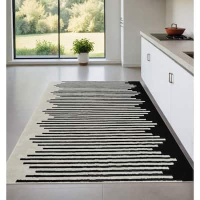 Bewi Distressed Abstract Modern Stain Resistant Woven Soft Durable Area Rug By HomeRoots - 4' X 6'