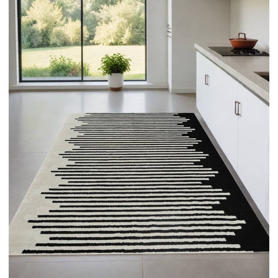 Bewi Distressed Abstract Modern Stain Resistant Woven Soft Durable Area Rug By HomeRoots - 4' X 6'