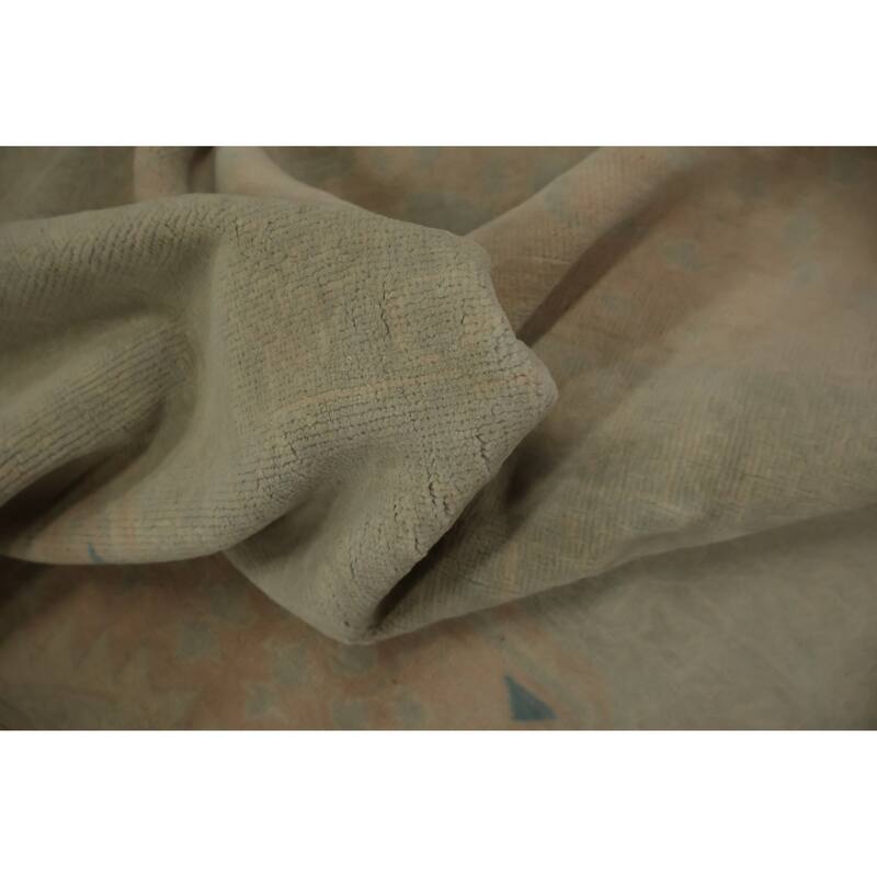 Hand Knotted Oriental 100% Wool Carpet Transitional Geometric Greys & Charcoal Oushak Area Rug - 7' 11'' X 6' 2''