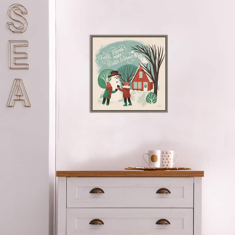Winter Bliss III (Snowman) by Janelle Penner Framed Canvas Art
