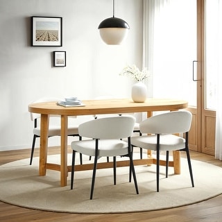 Walker Edison Modern Rustic Solid Oak Wood 70-inch Oval Dining Table ...