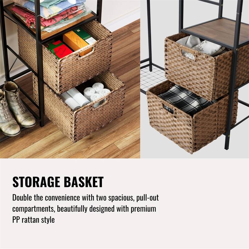Acacia Wood Garment Racks,with Shelves,Heavy Duty Closet Organizer