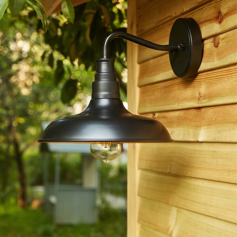 2PK-1-Light Outdoor Wall Sconces Gooseneck Light Fixture - 11.02"x12.76"x10.17" - 11.02"x12.76"x10.17" - Black And Dark Bronze