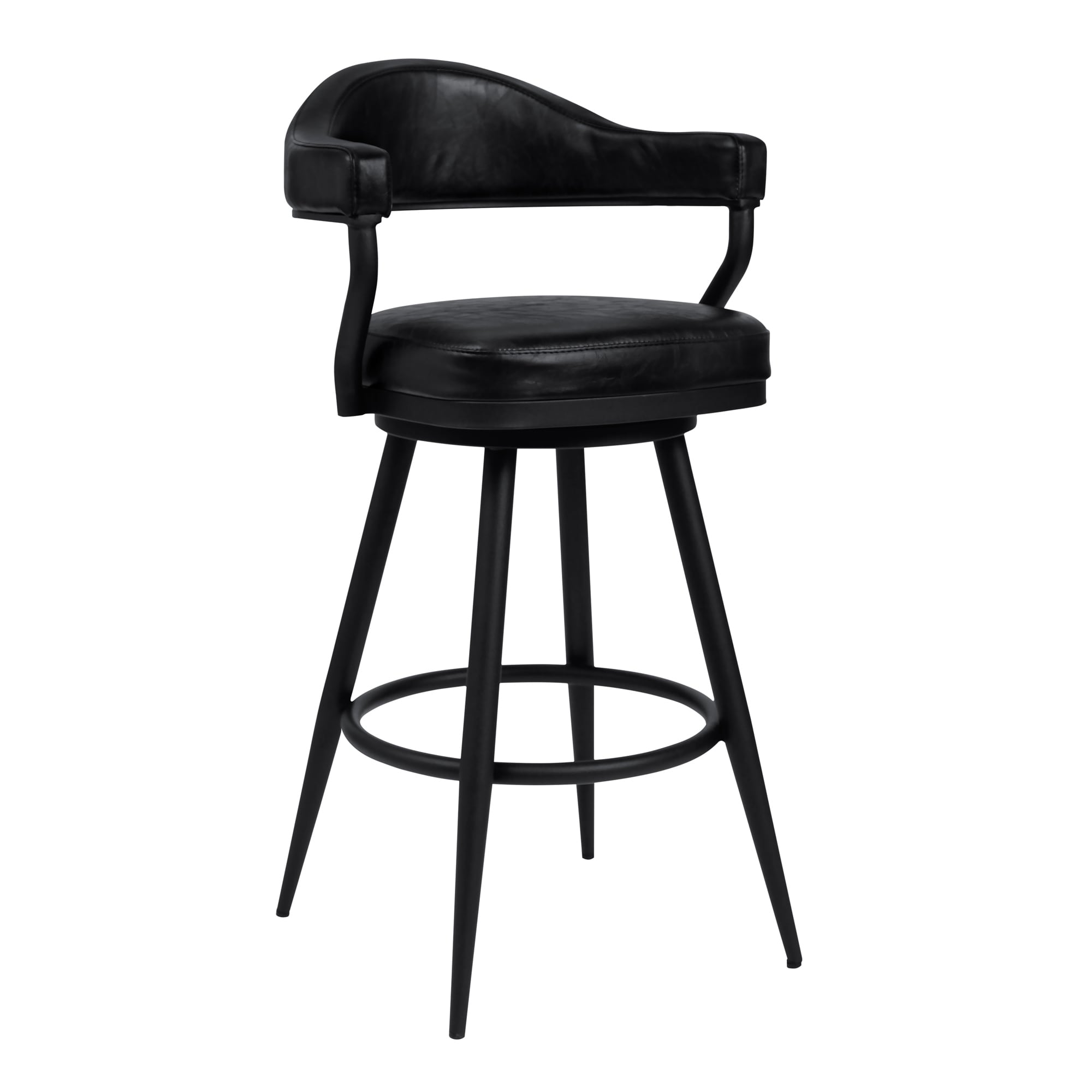 Amador Black Upholstered Swivel Bar or Counter Stool with Arms