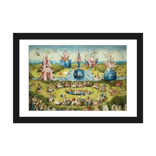 slide 2 of 20, iCanvas "Detail Of Central Panel's Top Half, The Garden Of Earthly Delights, 1490-1500" by Hieronymus Bosch Black - 24x32x1