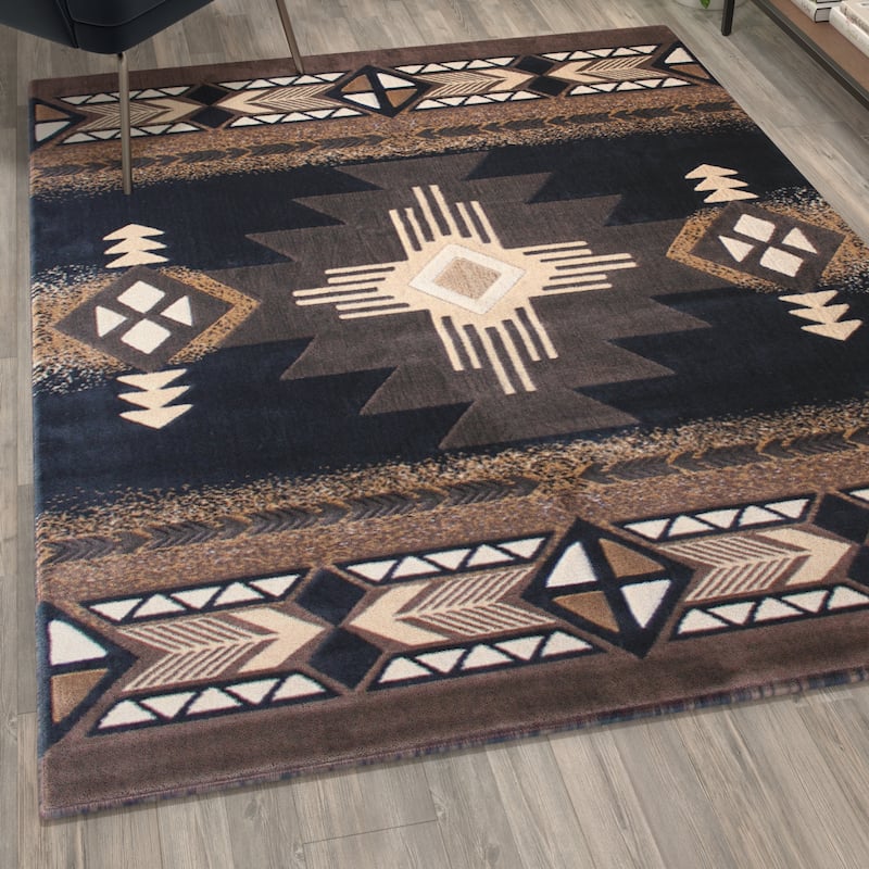 Traditional Southwestern Style Olefin Fiber Geometric Area Rug