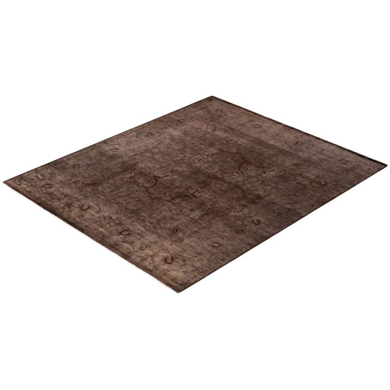 Overton Hand Knotted Wool Vintage Inspired Modern Contemporary Overdyed Brown Area Rug - 8' 3" x 9' 10"