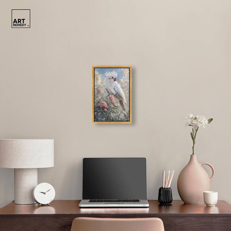 Cockatoo and Blossoms Canvas by Art Remedy