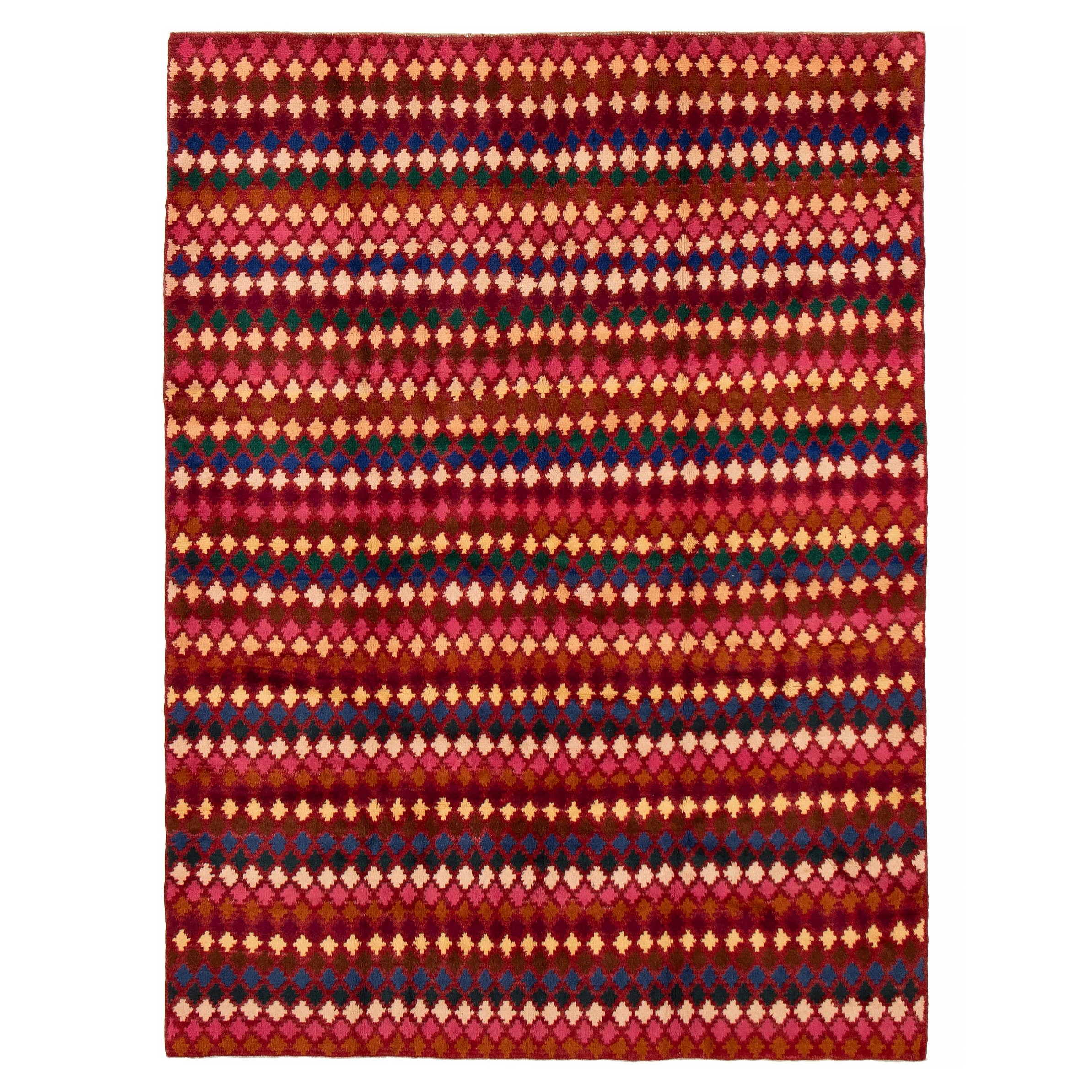 ECARPETGALLERY Hand-knotted Akhjah Dark Red Wool Rug - 6'3 x 8'8