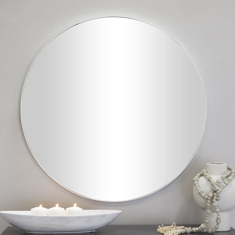 Wooden Wall Mirror with Thin Minimalistic Frame - White - Roche River Decor