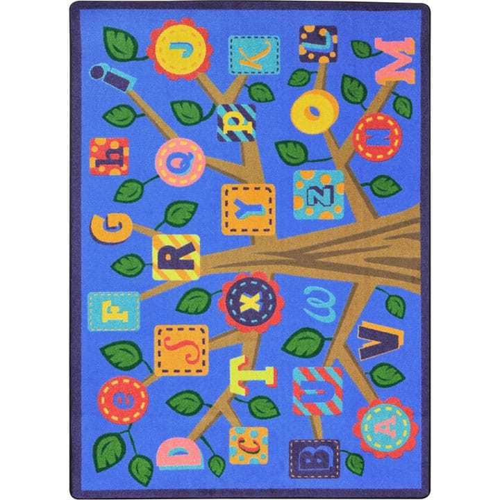 Alphabet Leaves Educational Nylon Area Rug - 5'4" x 7'8"