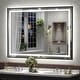preview thumbnail 50 of 156, UL Certified Black Metal Framed LED Front Light and Backlit Anti-Fog Wall Bathroom/ Vanity Mirror 51" x 36"-Square Corner - Black