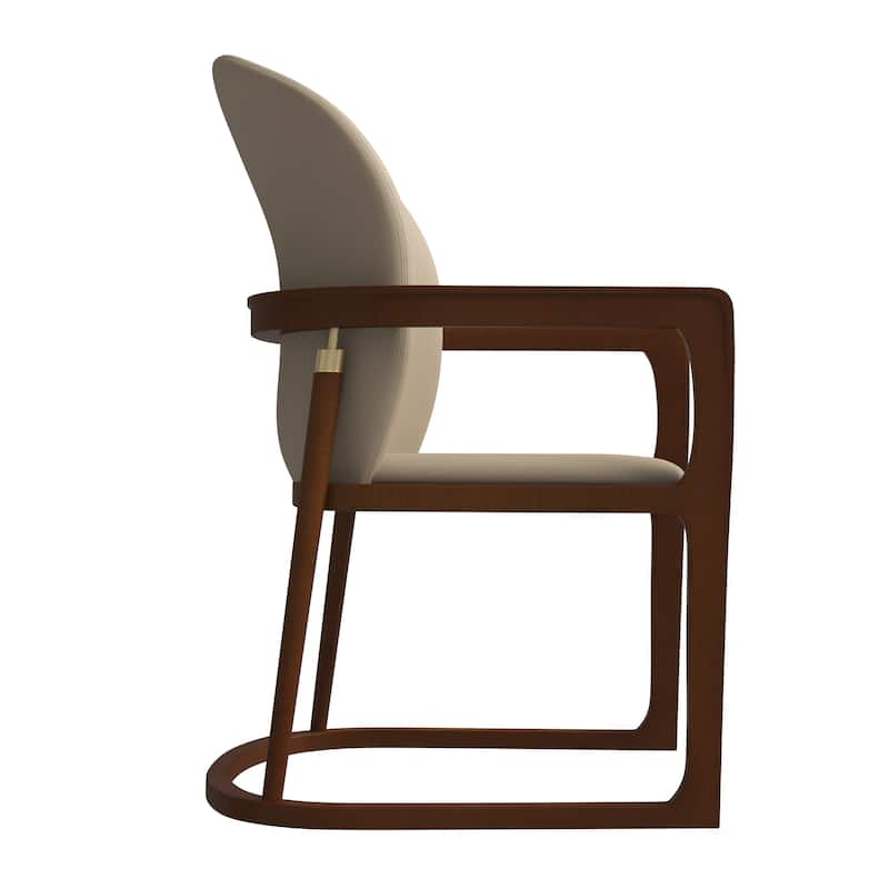 LeisureMod Svelta Modern Leather Dining Chair - Mid century Accent Arm Chair for Home Office Kitchen Dining Room