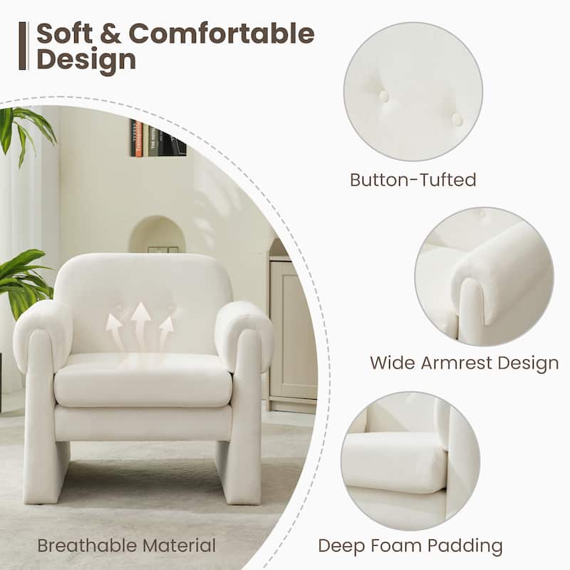 Modern Cloud Velvet Accent Chair with Removable Cushion for Living Room