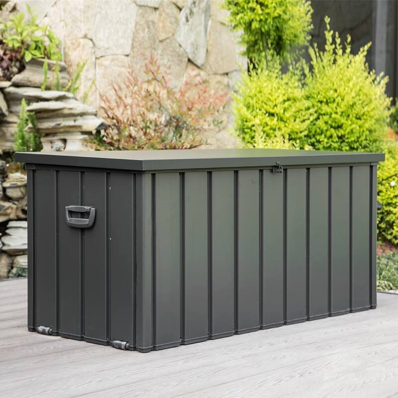 Large Outdoor Steel Waterproof Storage Box, Garden Lockable Deck Bin