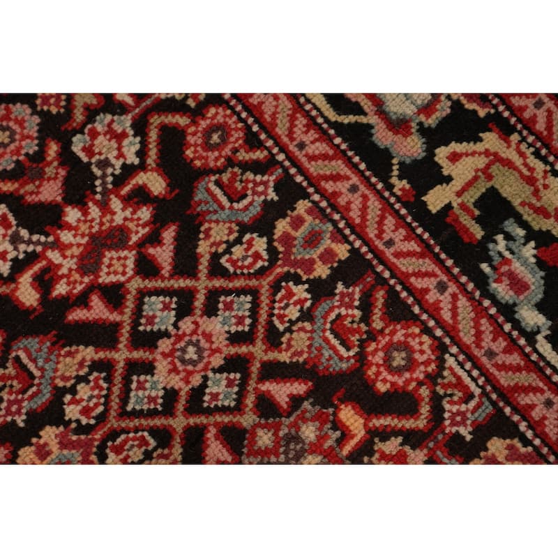 Hand Knotted Oriental 100% Wool Carpet Traditional Geometric Black Karabagh Runner Rug - 19' 1'' X 3' 7''