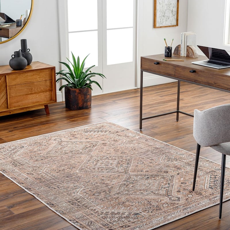 Livabliss Traditional Amelie Medallion Washable Area Rug - 7'10" x 10'2" - Burnt Orange
