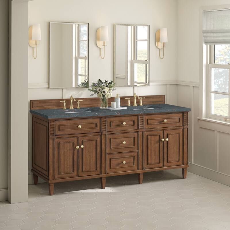 James Martin Vanities 424-V72-3PBL Lorelai 72" Double Basin Wood