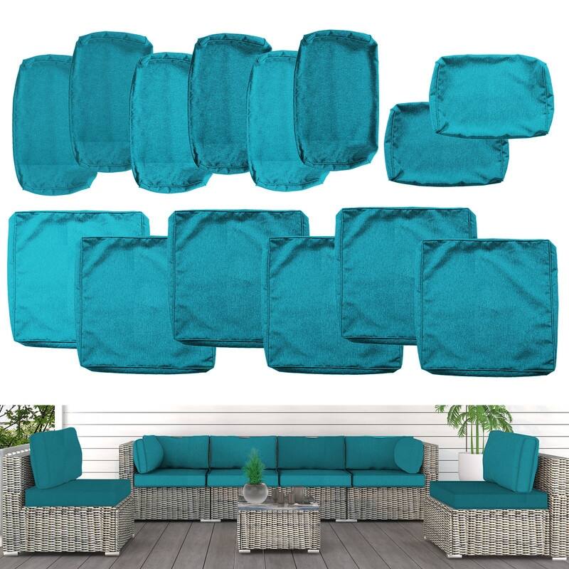 Outdoor Patio Cushion Covers Replacement, Waterproof Furniture Cushion Slipcovers, for Wicker Rattan Sectional Couch Chair