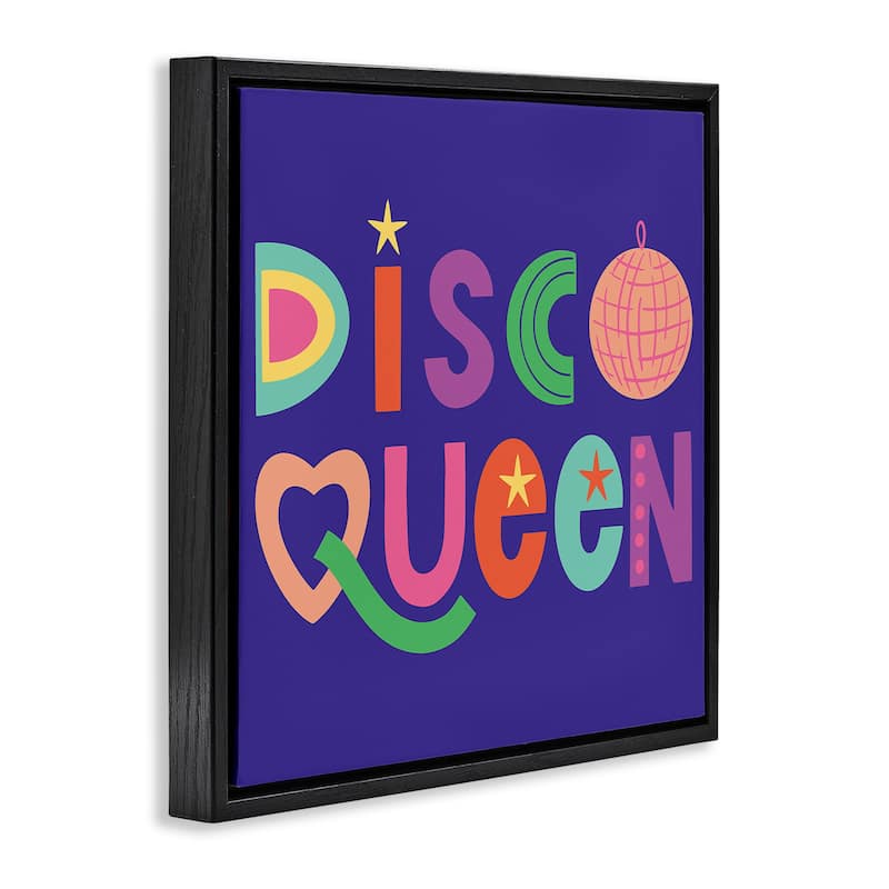 Stupell Disco Queen with Retro Letters Framed Floater Canvas Wall Art Design By Sazerelli Designs