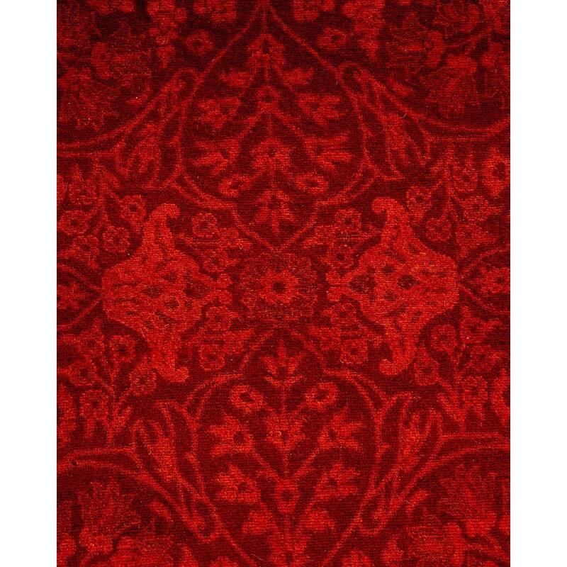 Overton Hand Knotted Wool Vintage Inspired Modern Contemporary Overdyed Orange Runner Rug - 2' 8" x 8' 3"
