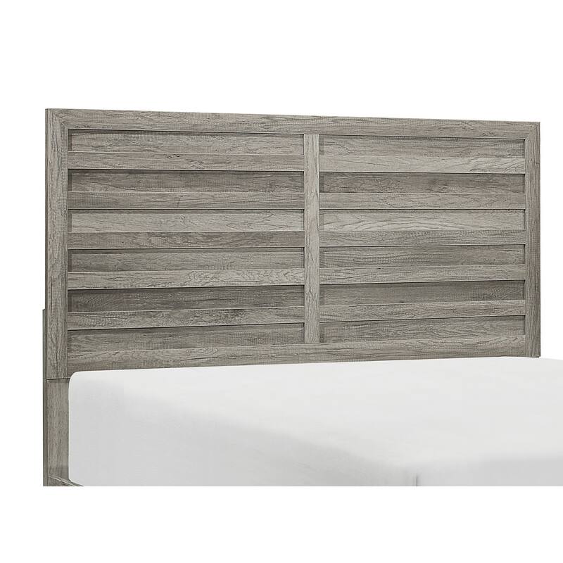 Rustic Weathered Gray Queen Size Wooden Bed with Headboard and Footboard