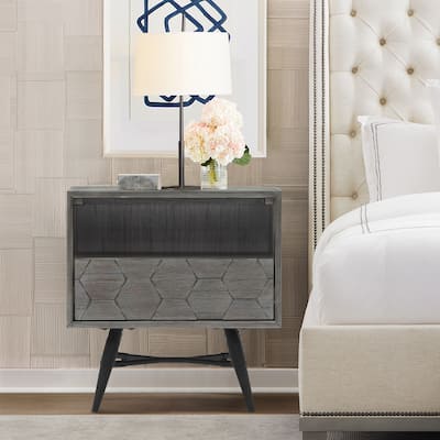 Makena 1 Drawer Night Stand in Grey Acacia Wood