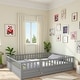 preview thumbnail 24 of 74, Wood Montessori Floor Bed with Super High Security Barrier, Door and Support Slats Full - Grey2