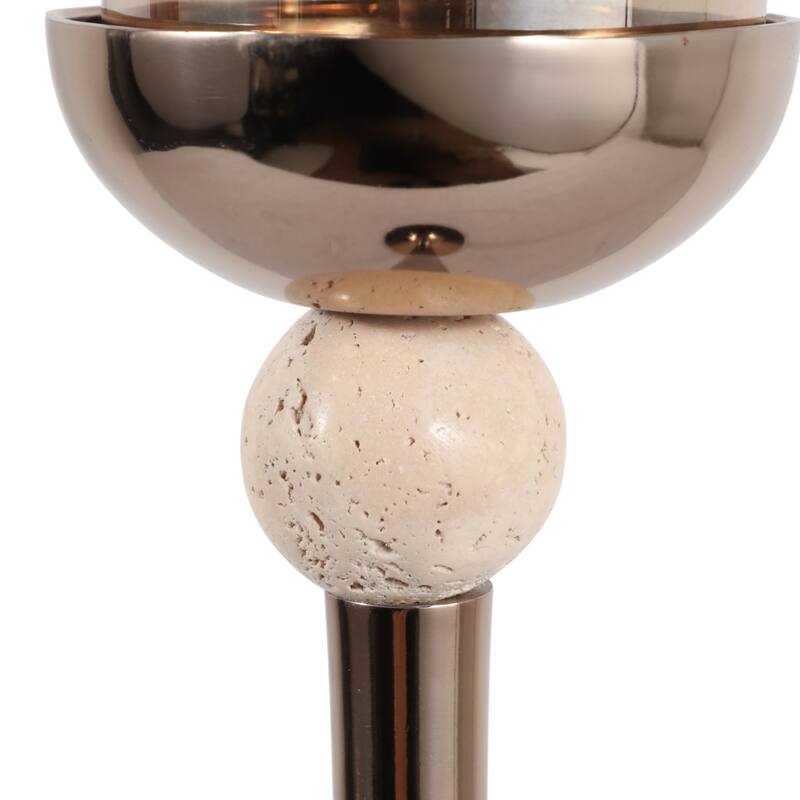 Metal Marble Floor Candle Holder Elegant Sculptural Hurricane