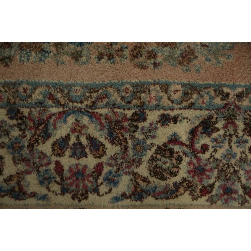 Hand Knotted Oriental 100% Wool Carpet Traditional Floral Green Kerman Area Rug - 8' 3'' X 4' 10''