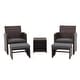 preview thumbnail 20 of 20, 5-Piece Outdoor Wicker Patio Furniture Set, PE Rattan Conversation Set with 2 Armchairs, 2 Ottomans, 1 Side Table & Cushions