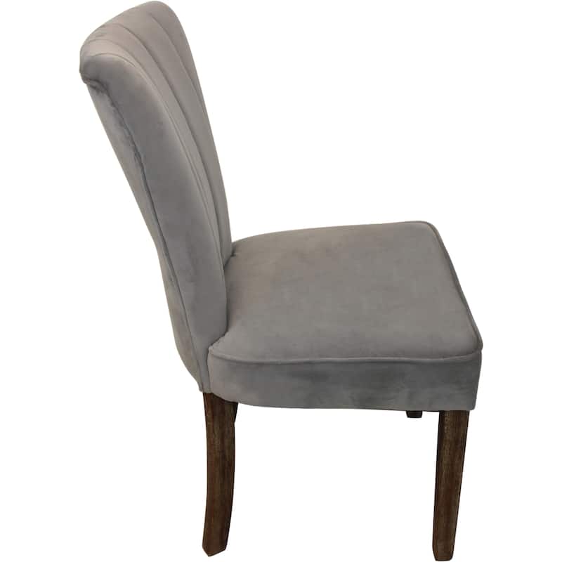 HomeRoots Set of Two Gray And Brown Upholstered Velvet Dining Parsons Chairs