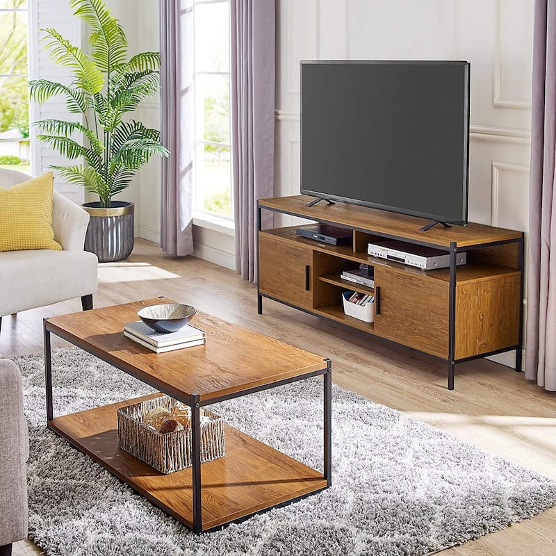 Caffoz Tall Center Table Coffee Table with Storage Shelf