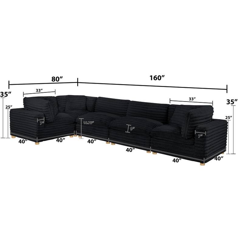 Best Quality Furniture 4-Piece Section Corduroy Modular