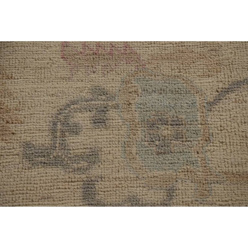 Vegetable Dye Oushak Turkish Area Rug Handmade Wool Carpet - 9'7"x 13'3"