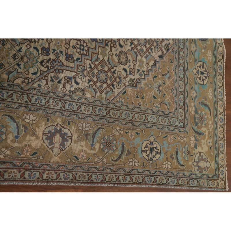 Geometric Tabriz Persian Vintage Area Rug Handmade Wool Carpet - 6'3" x 9'7"