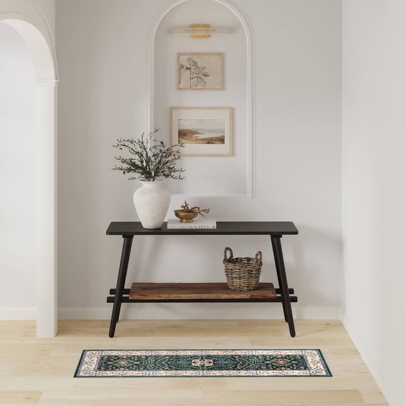 Licensed HGTV Everyday Chic Soft Flannel Zero Pile Printed Non-Slip Washable Indoor Area Rug