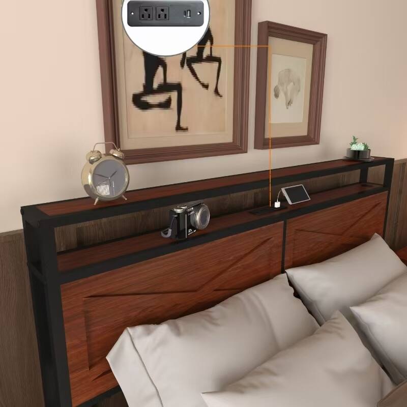 Smart LED Platform Bed with Charging Station, Heavy Duty Metal Bed Frame, Practical Storage Bed with 4 Drawers