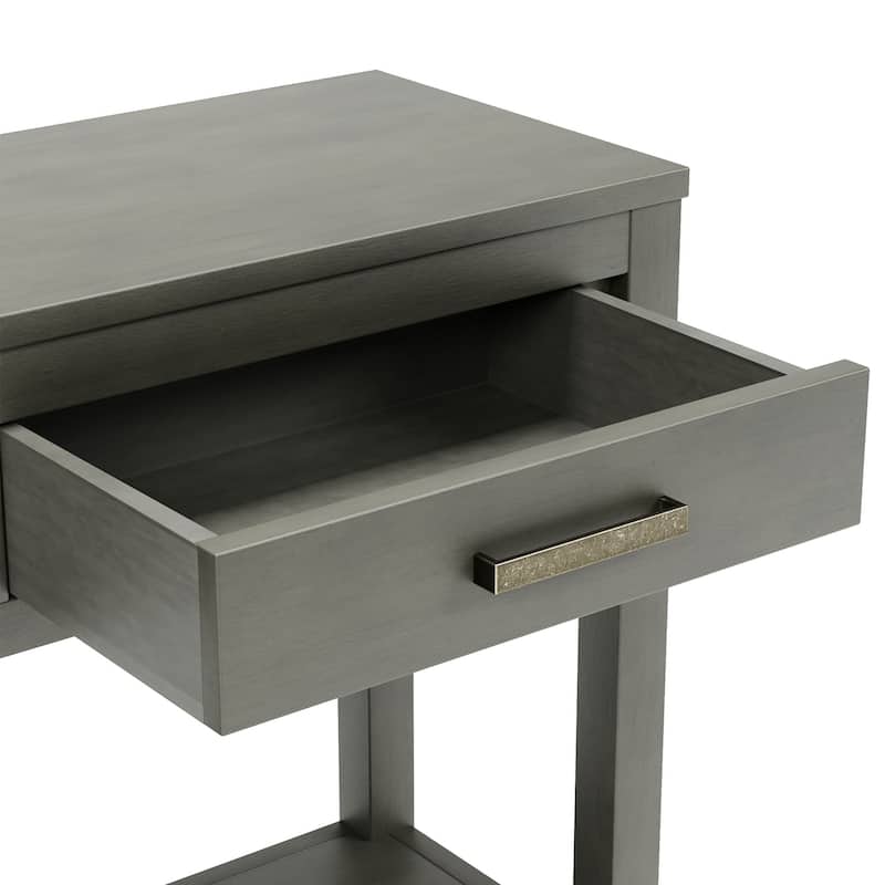 62.2'' Entryway Table, Minimalist Sofa Table with 3 Drawers, Painted Console Table with Bottom Shelf and Iron Handles