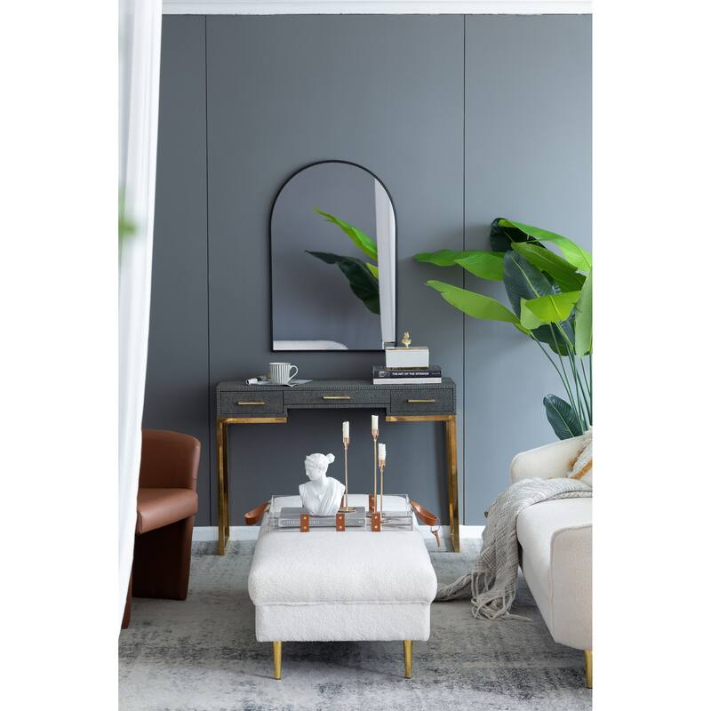 Black Arched Mirror with Metal Frame